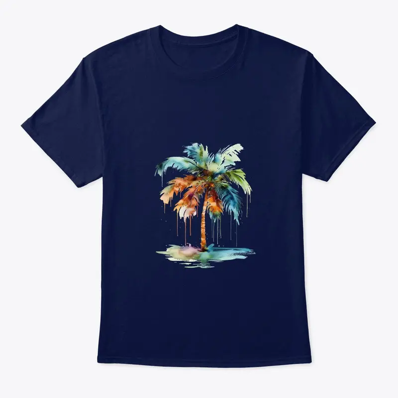 Colorful Water-cool T Shirt Coconut tree